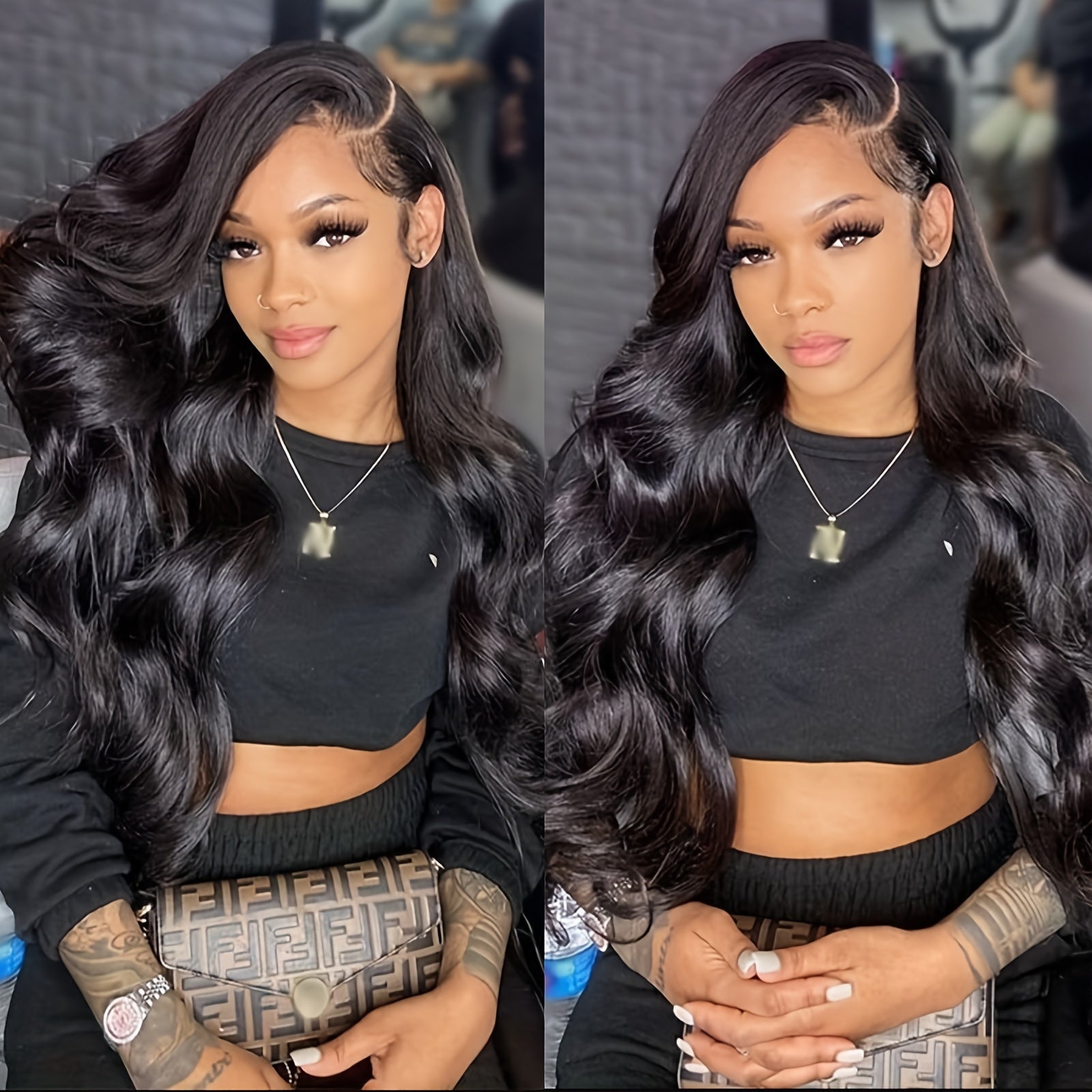 13x4 Lace Front Wig Light Blue Body Wave 26 Inch - Fluffy Heat-Resistant Synthetic Hair, 180% Density Glueless Wig for Women, Middle Part for Daily, Party, Cosplay & Halloween, Wig Accessories